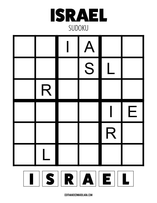 Israel - Sudoku - Tamaño 6x6