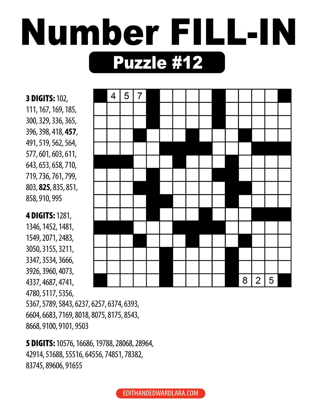 Number FILL-IN Puzzle Number 12