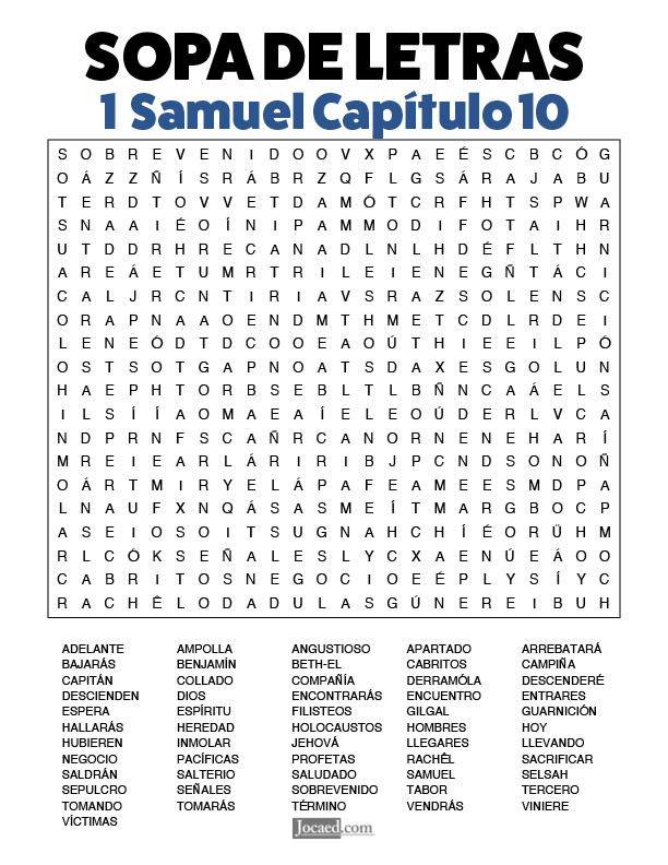 Sopa de Letras - 1 Samuel Cápitulo 10
