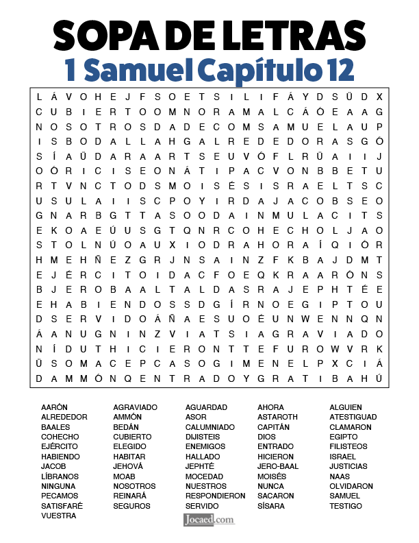 Sopa de Letras - 1 Samuel Cápitulo 12