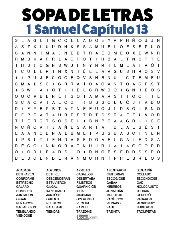 Sopa de Letras - 1 Samuel Cápitulo 13