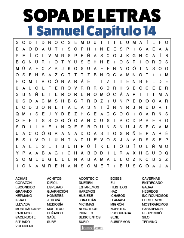 Sopa de Letras - 1 Samuel Cápitulo 14