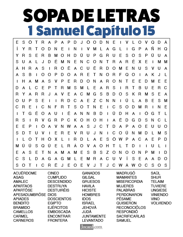 Sopa de Letras - 1 Samuel Cápitulo 15