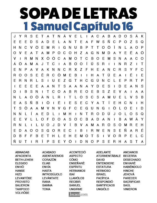 Sopa de Letras - 1 Samuel Cápitulo 16