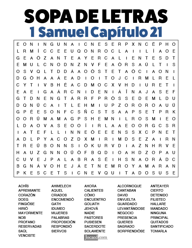 Sopa de Letras - 1 Samuel Cápitulo 21