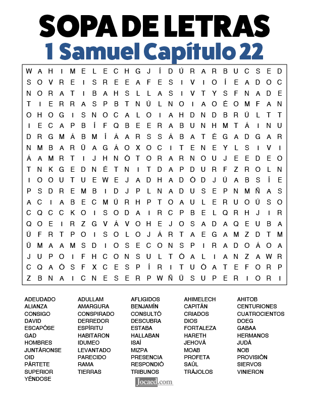 Sopa de Letras - 1 Samuel Cápitulo 22