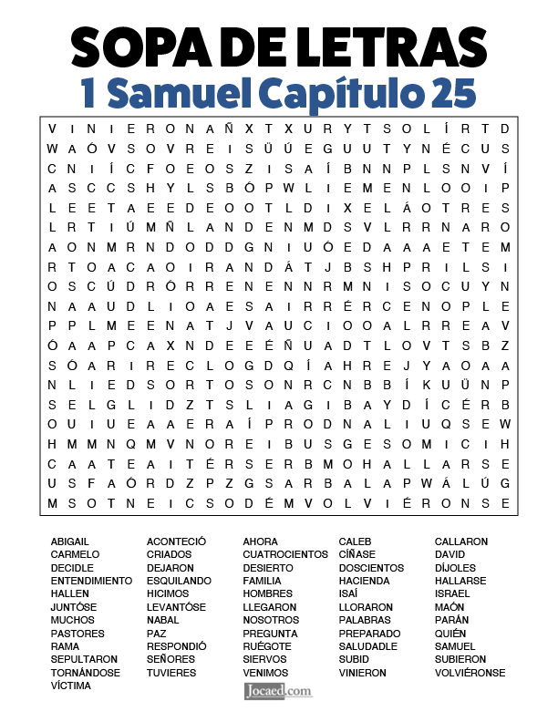 Sopa de Letras - 1 Samuel Cápitulo 25