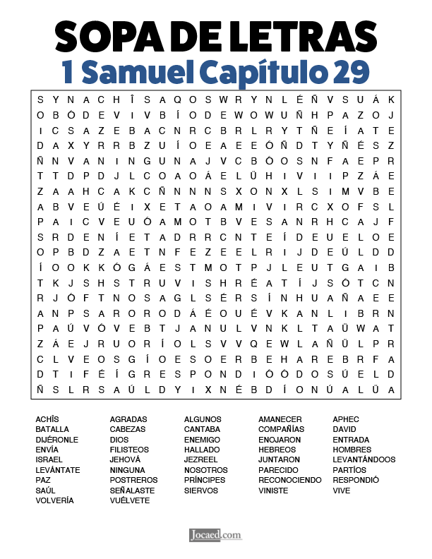 Sopa de Letras - 1 Samuel Cápitulo 29