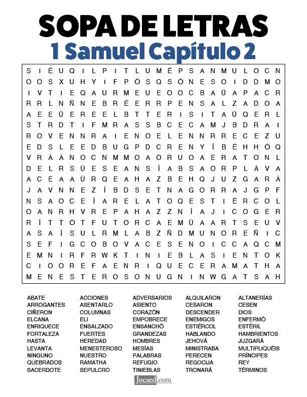 Sopa de Letras - 1 Samuel Cápitulo 2