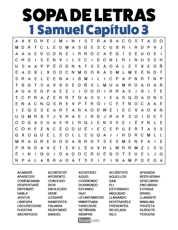Sopa de Letras - 1 Samuel Cápitulo 3
