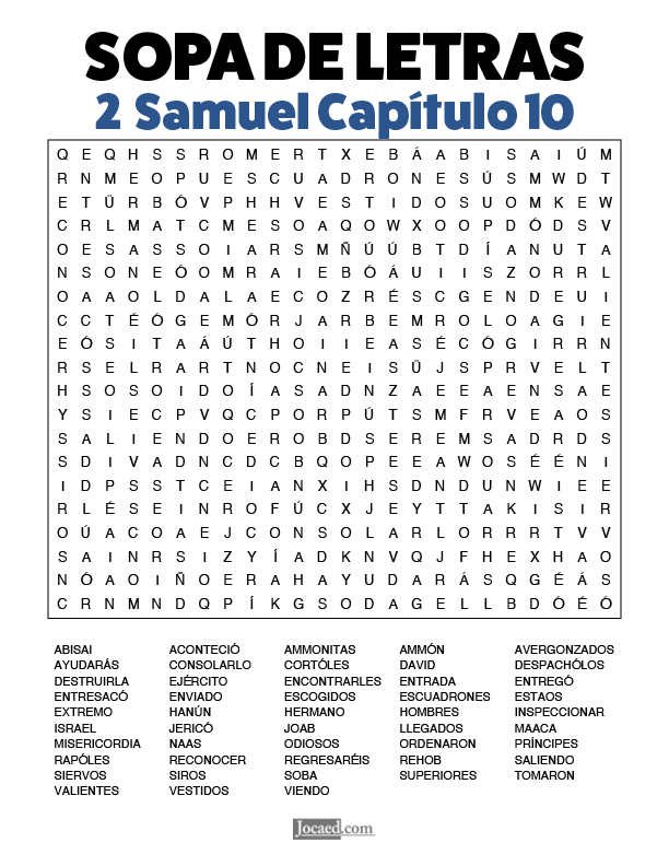 Sopa de Letras - 2 Samuel Cápitulo 10