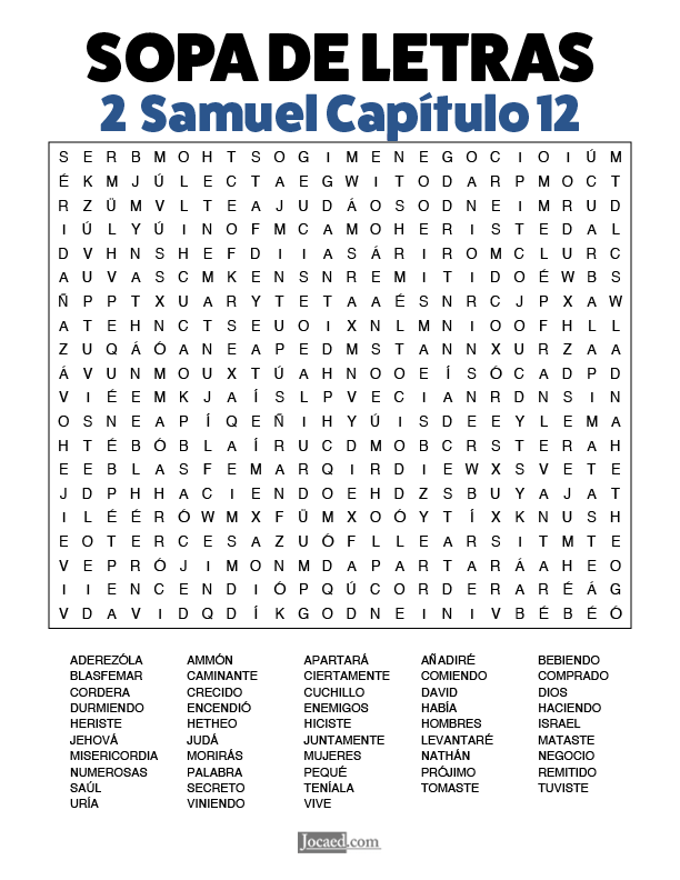 Sopa de Letras - 2 Samuel Cápitulo 12