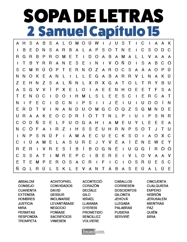 Sopa de Letras - 2 Samuel Cápitulo 15