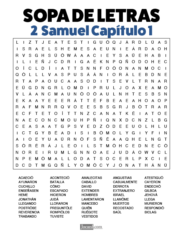 Sopa de Letras - 2 Samuel Cápitulo 1