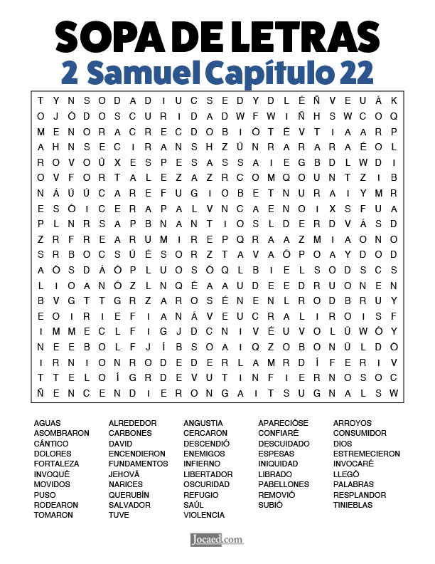 Sopa de Letras - 2 Samuel Cápitulo 22
