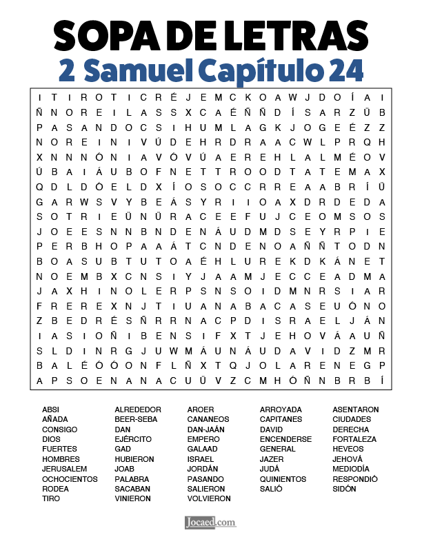 Sopa de Letras - 2 Samuel Cápitulo 24