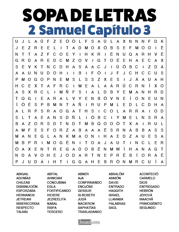 Sopa de Letras - 2 Samuel Cápitulo 3