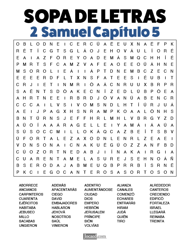 Sopa de Letras - 2 Samuel Cápitulo 5