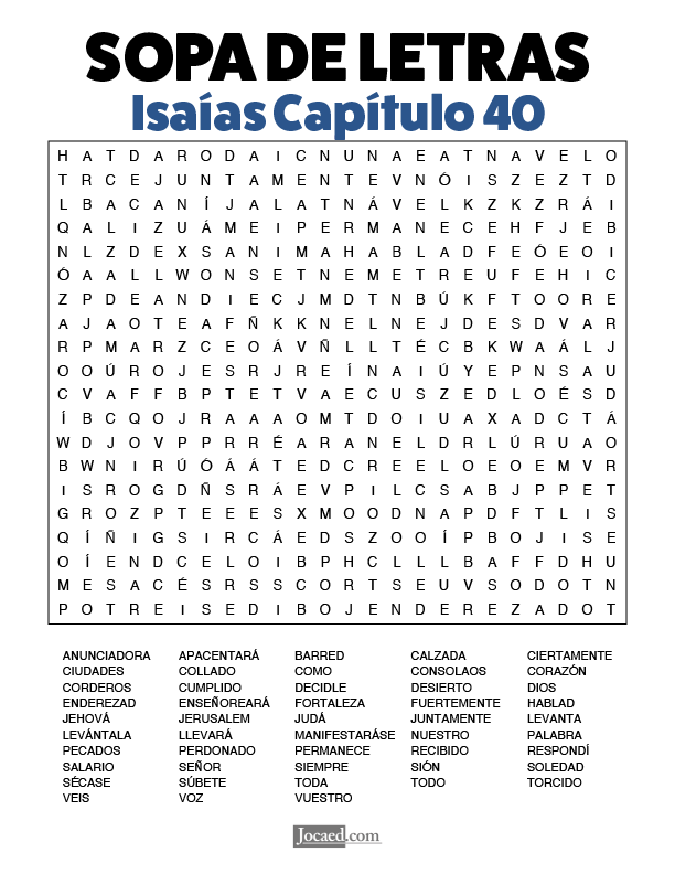 Sopa de Letras - Isaías Cápitulo 40