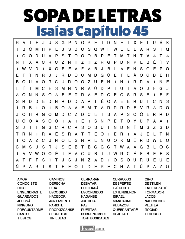 Sopa de Letras - Isaías Cápitulo 45