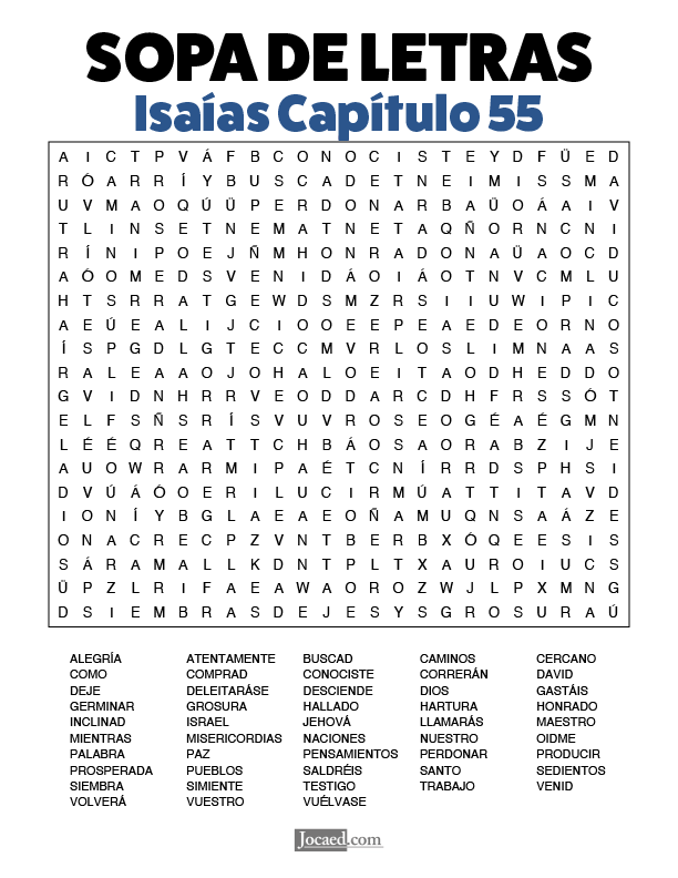Sopa de Letras - Isaías Cápitulo 55