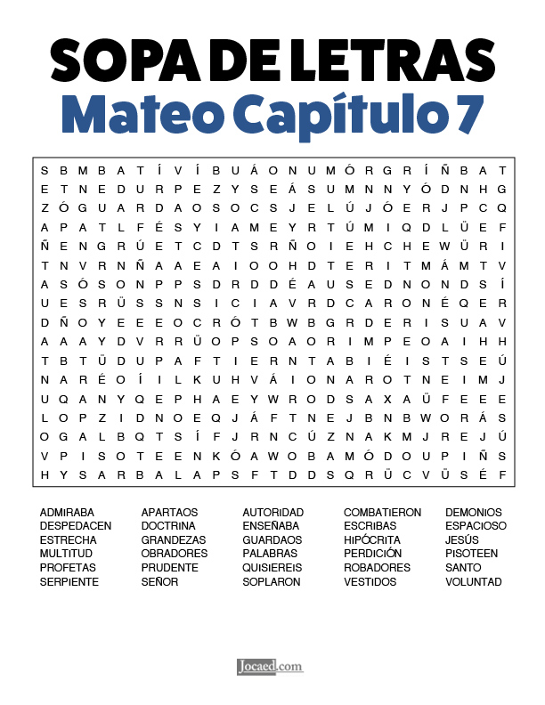 Sopa de Letras - Mateo Cápitulo 7