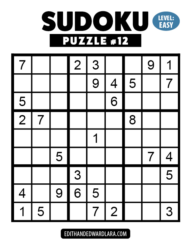 Number Sudoku Puzzle Number 12