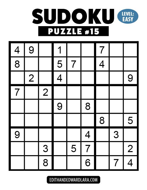 Number Sudoku Puzzle Number 15