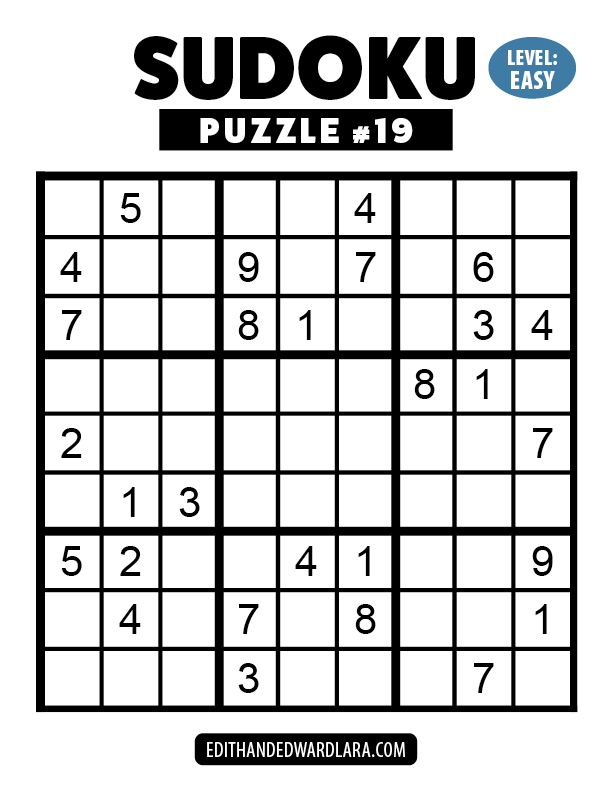 Number Sudoku Puzzle Number 19