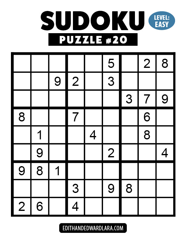 Number Sudoku Puzzle Number 20