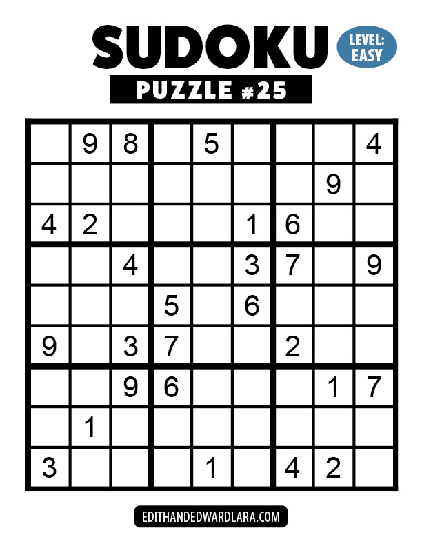 Number Sudoku Puzzle Number 25