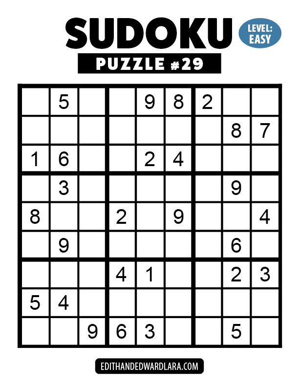 Number Sudoku Puzzle Number 29