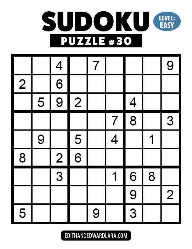 Number Sudoku Puzzle Number 30