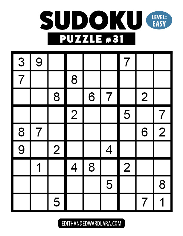 Number Sudoku Puzzle Number 31