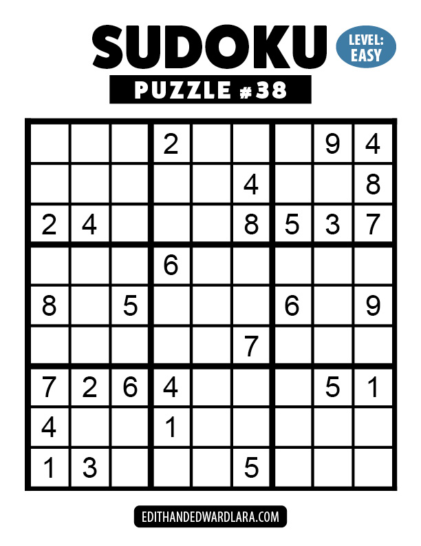Number Sudoku Puzzle Number 38