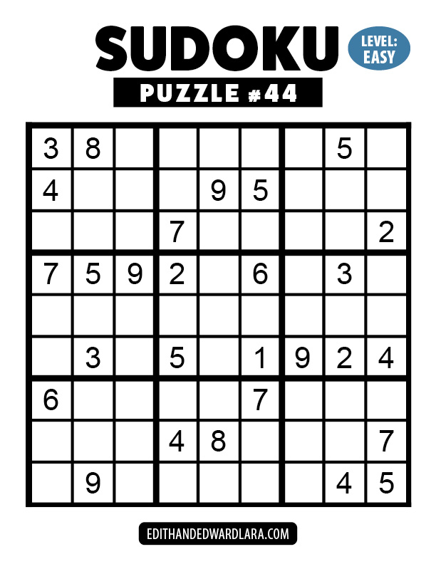 Number Sudoku Puzzle Number 44