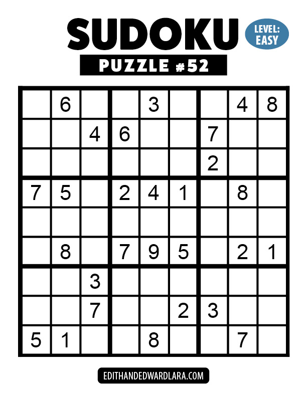 Number Sudoku Puzzle Number 52