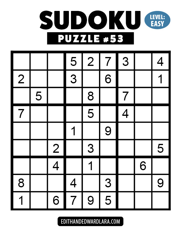 Number Sudoku Puzzle Number 53