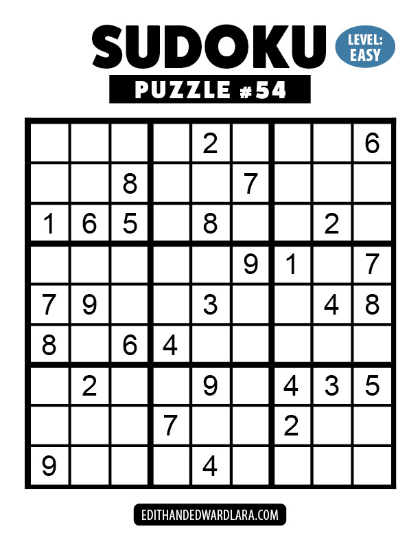Number Sudoku Puzzle Number 54