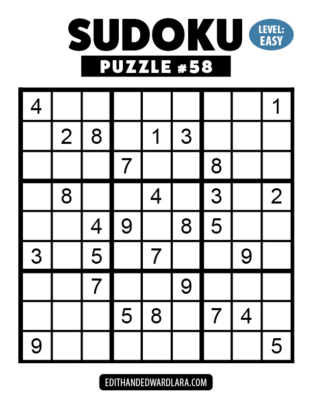 Number Sudoku Puzzle Number 58