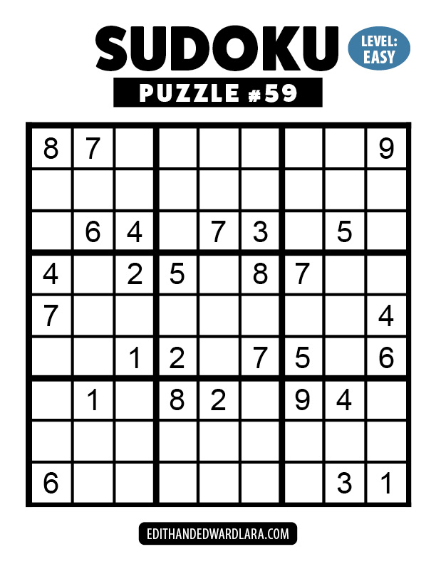 Number Sudoku Puzzle Number 59