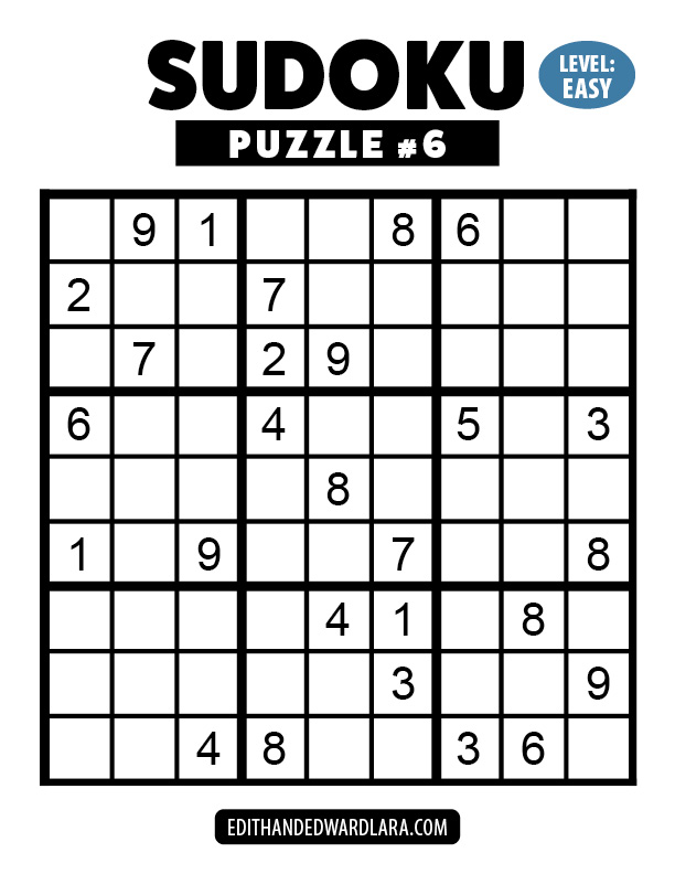 Number Sudoku Puzzle Number 6
