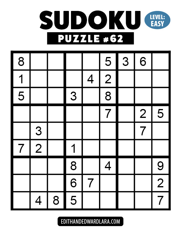 Number Sudoku Puzzle Number 62
