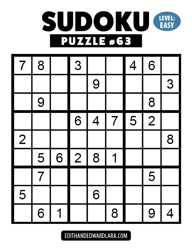 Number Sudoku Puzzle Number 63