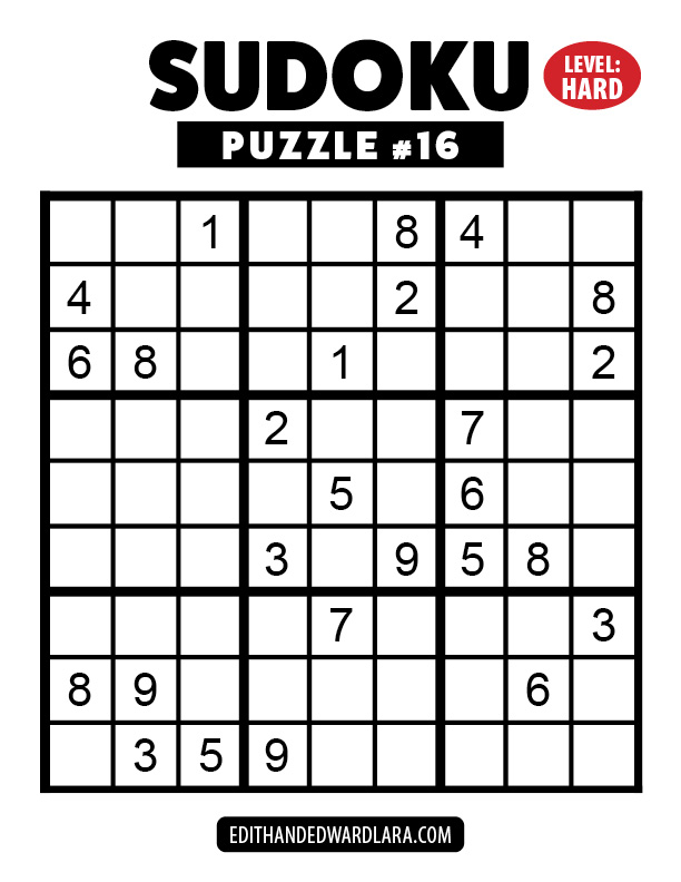 Number Sudoku Puzzle Number 16