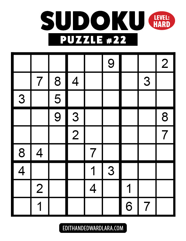 Number Sudoku Puzzle Number 22