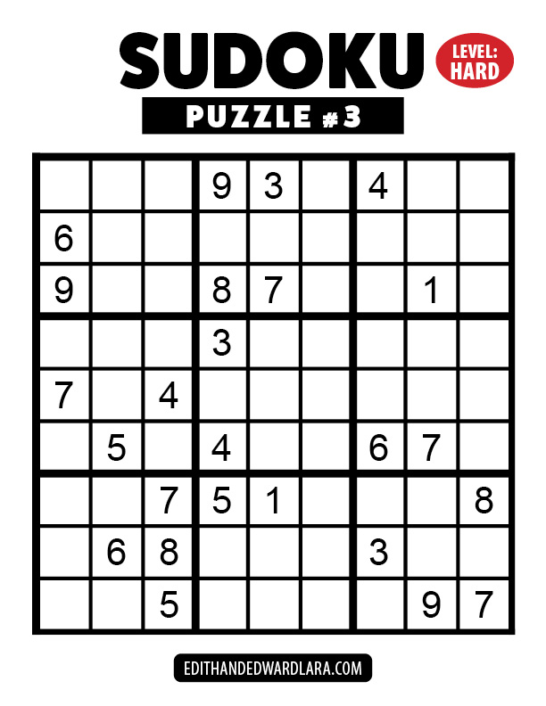 Number Sudoku Puzzle Number 3