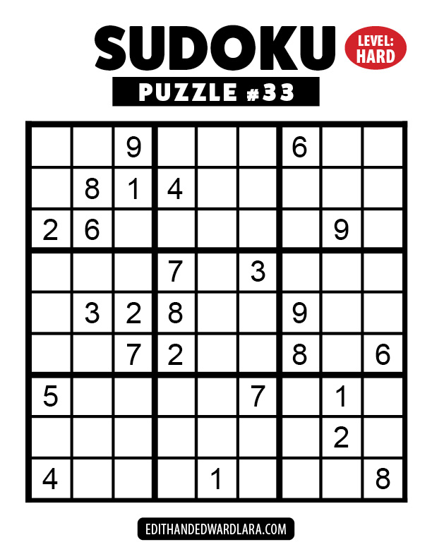 Number Sudoku Puzzle Number 33
