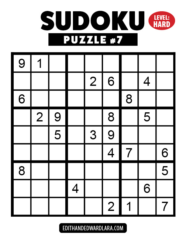 Number Sudoku Puzzle Number 7