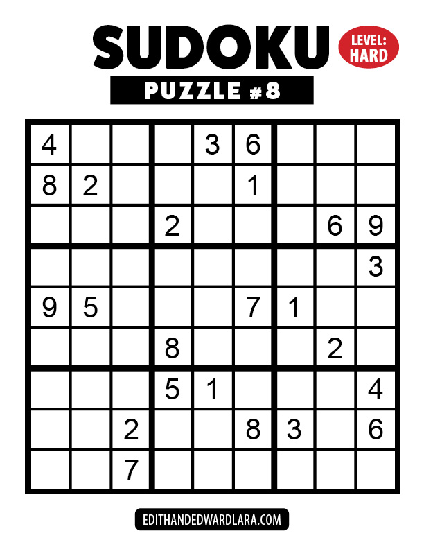 Number Sudoku Puzzle Number 8